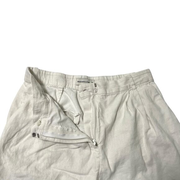 Abercrombie & Fitch Linen Blend Pleated Wide-Leg Pant Trousers White size Medium - Picture 3 of 7